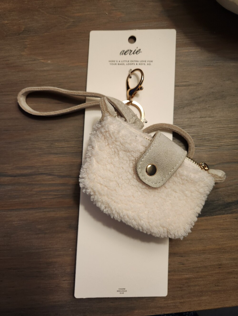 New American Eagle AE Aerie Mini Purse Sherpa Bag Charm Keychain